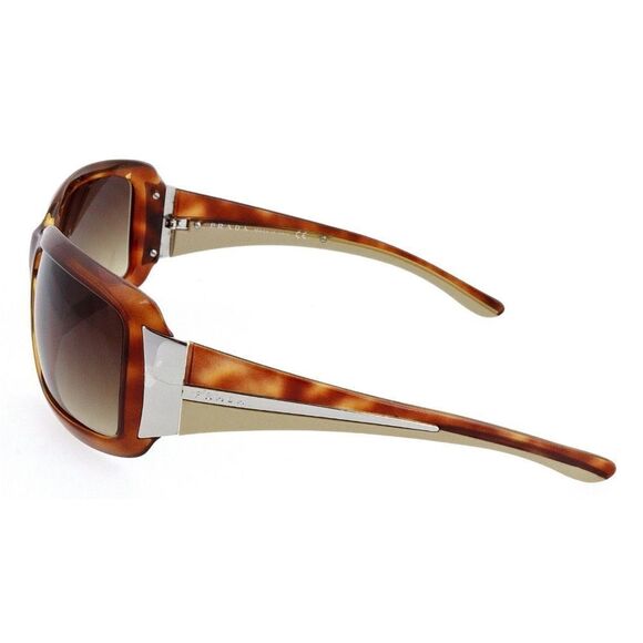 Prada SPR01H Brown Havana Gold Women Rectangular Wrap Sunglasses w/Case/Dust Bag - Picture 4 of 12